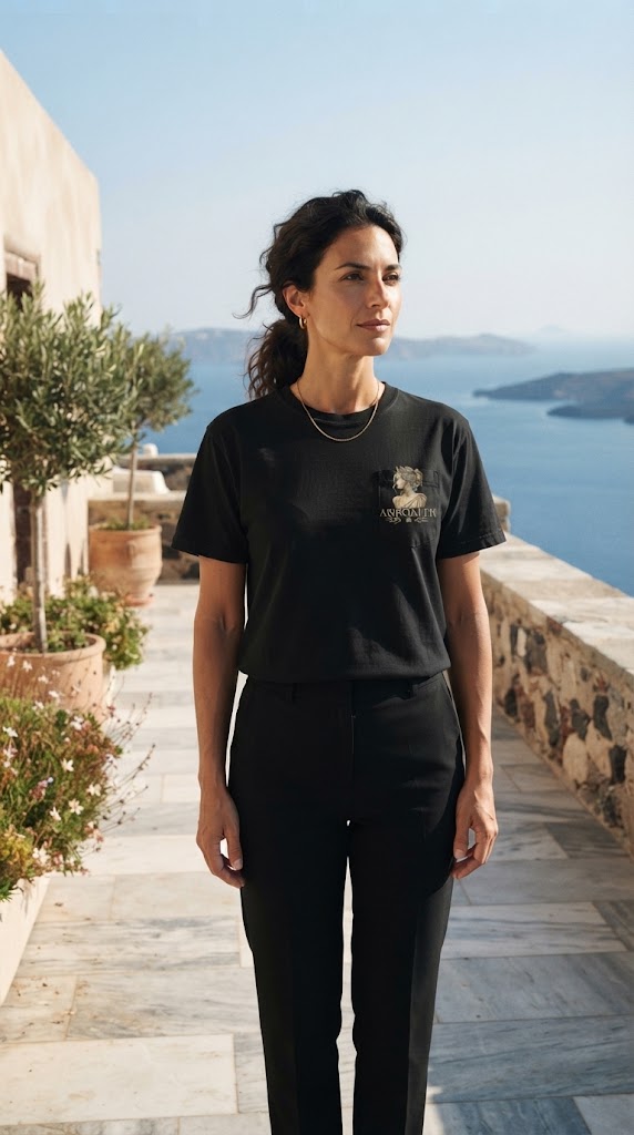 APHRODITE – Premium Greek Goddess T-Shirt | Black & Gold