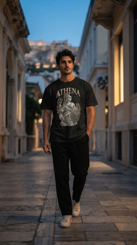 ATHENA – Wisdom, Strength, Strategy | Schweres textilgefärbtes Unisex-T-Shirt
