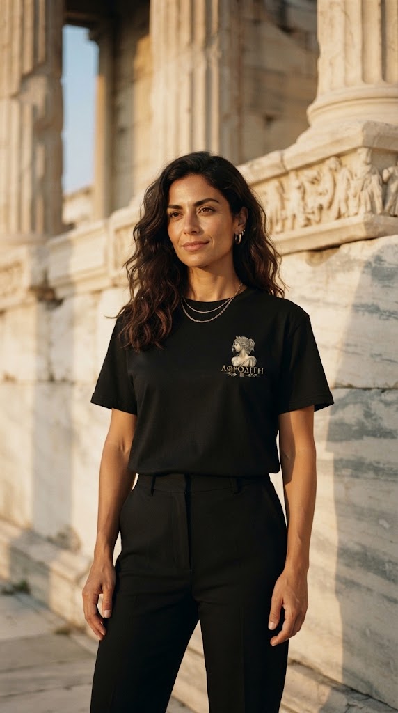 APHRODITE – Premium Greek Goddess T-Shirt | Black & Gold