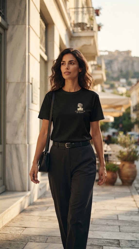 APHRODITE – Premium Greek Goddess T-Shirt | Black & Gold