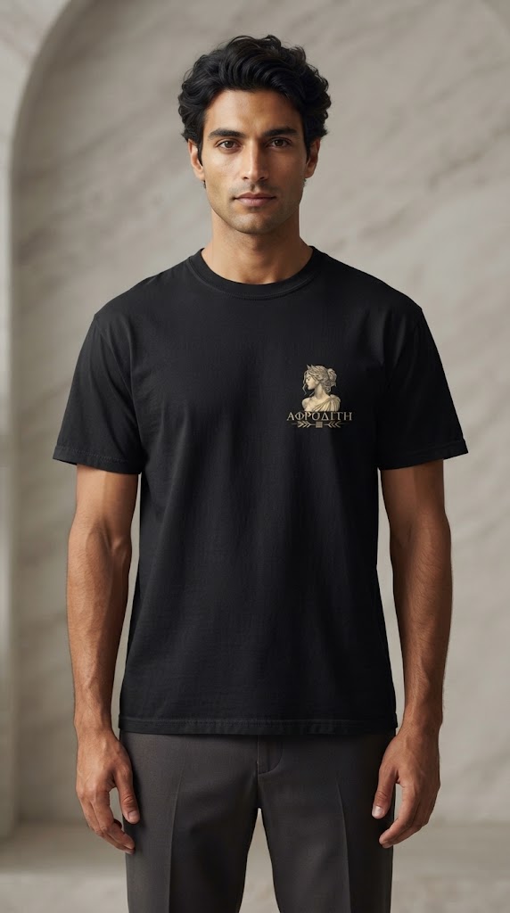 APHRODITE – Premium Greek Goddess T-Shirt | Black & Gold