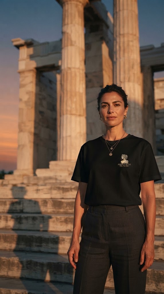 APHRODITE – Premium Greek Goddess T-Shirt | Black & Gold