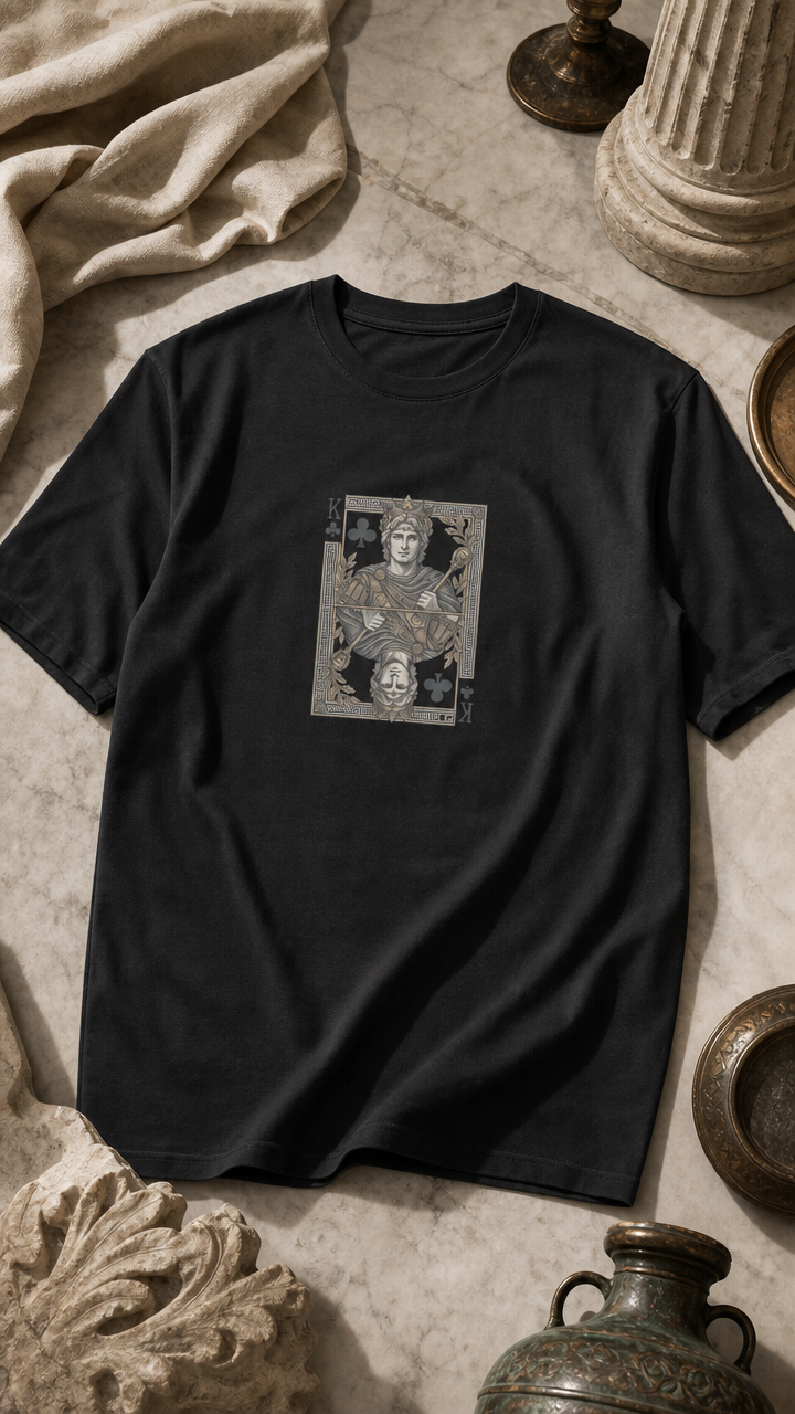 The Macedonian King – Heavyweight Unisex T-Shirt mit Alexander-Design