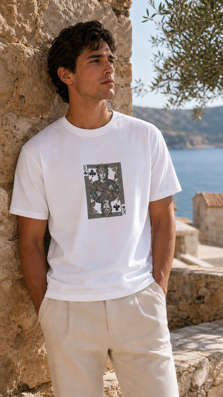 The Macedonian King – Heavyweight Unisex T-Shirt mit Alexander-Design