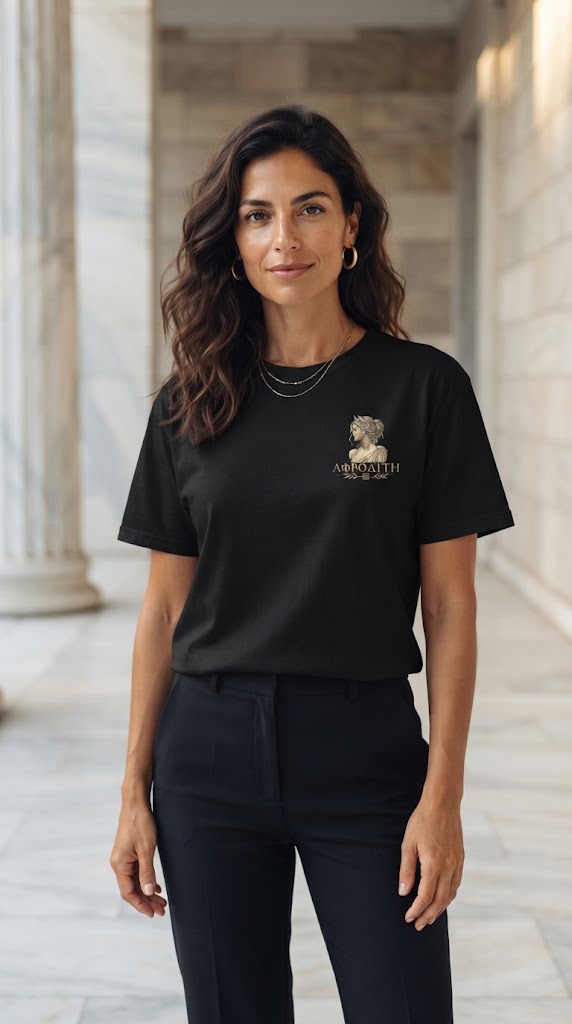 APHRODITE – Premium Greek Goddess T-Shirt | Black & Gold