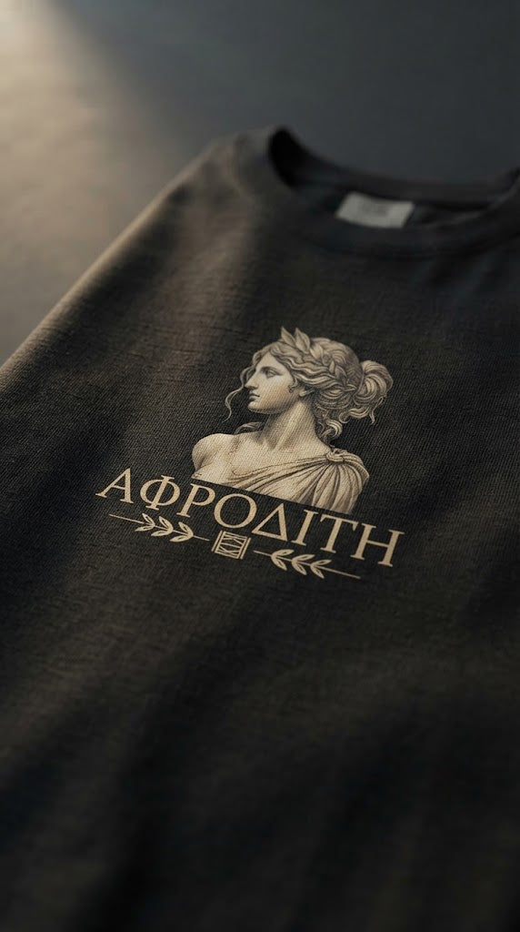 APHRODITE – Premium Greek Goddess T-Shirt | Black & Gold